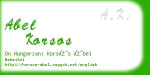 abel korsos business card